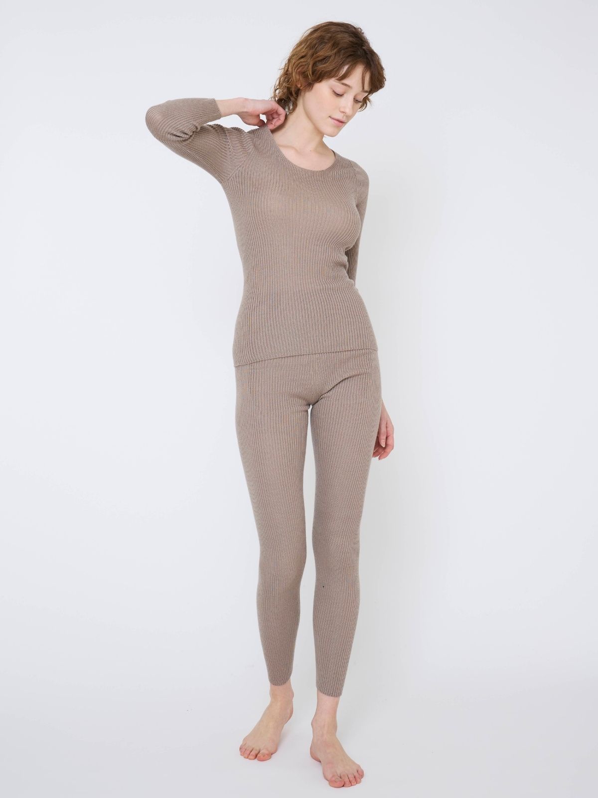 シルクエアリーレギンス ブラウン