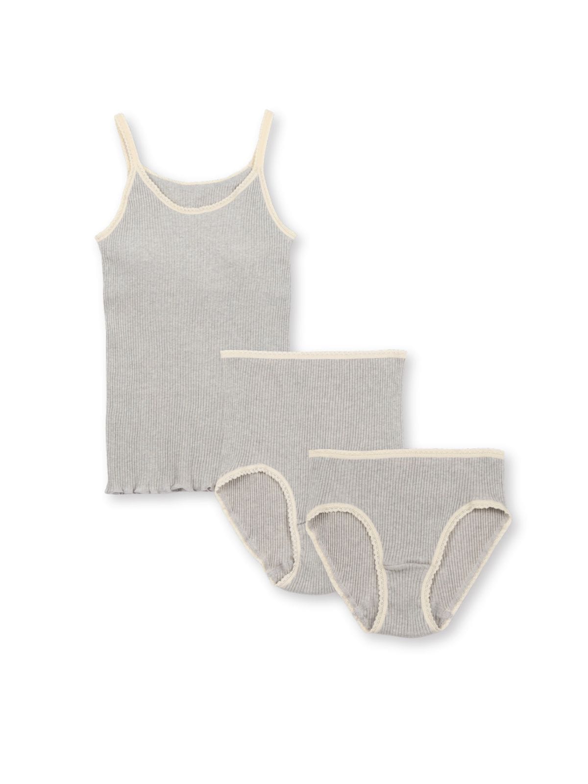 【オンライン限定 ファーストセット】ナナリブカップ付きキャミ＆ショーツ（ナチュラル/グレー/ピンク）