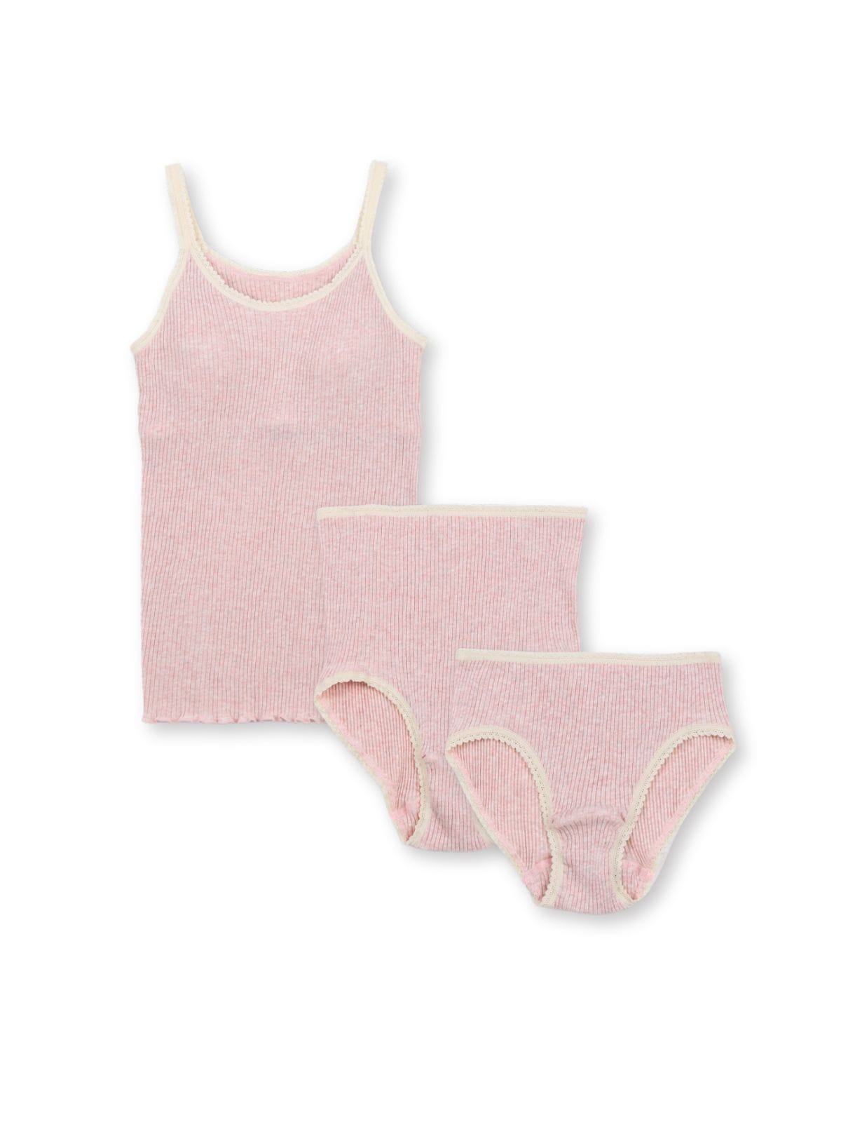 【オンライン限定 ファーストセット】ナナリブカップ付きキャミ＆ショーツ（ナチュラル/グレー/ピンク）