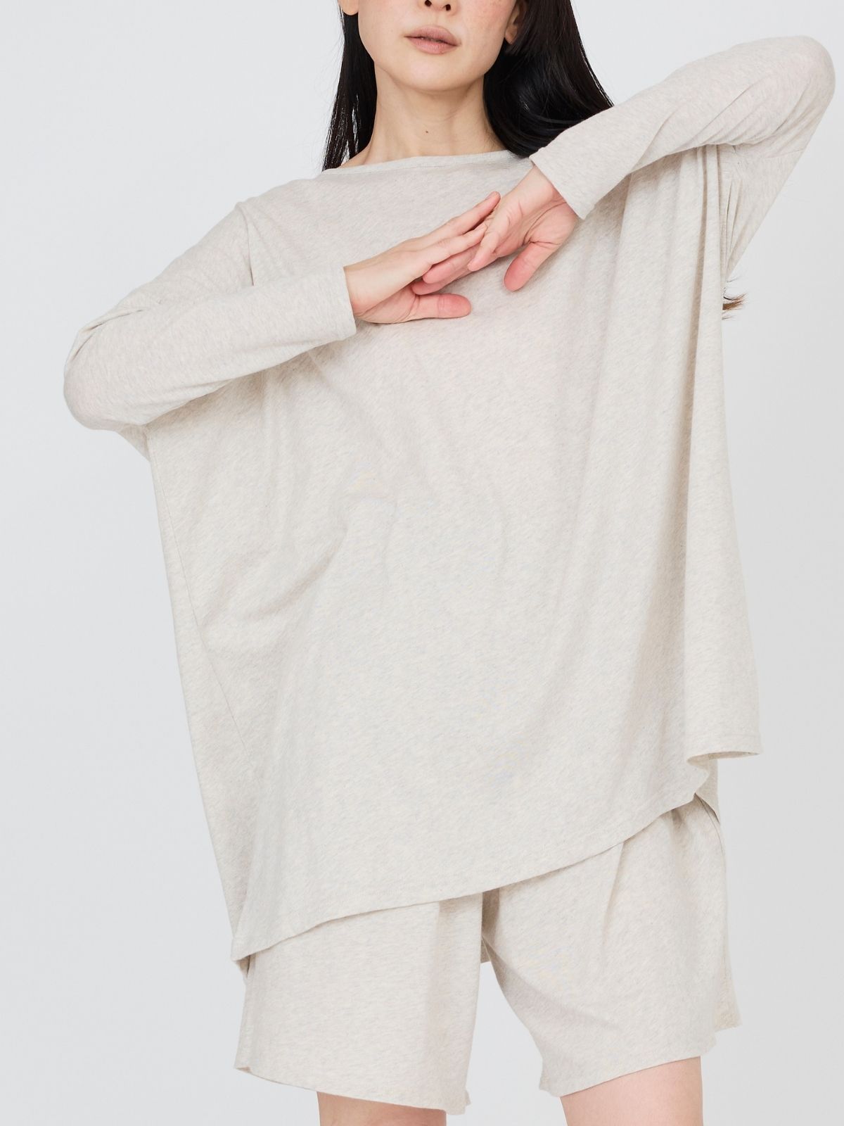 ファインニットワイドトップス　ライトグレー