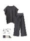 ファインニットツイストTシャツ＆腹巻ワイドパンツセット（チャコールグレー/ライトグレー）