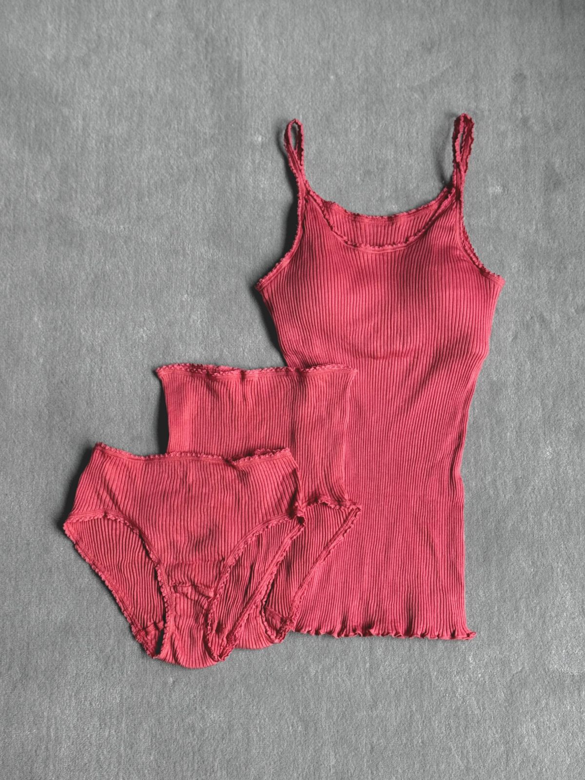 2月中旬頃お届け】草木染めナナリブカップ付きキャミ＆ショーツ※種類