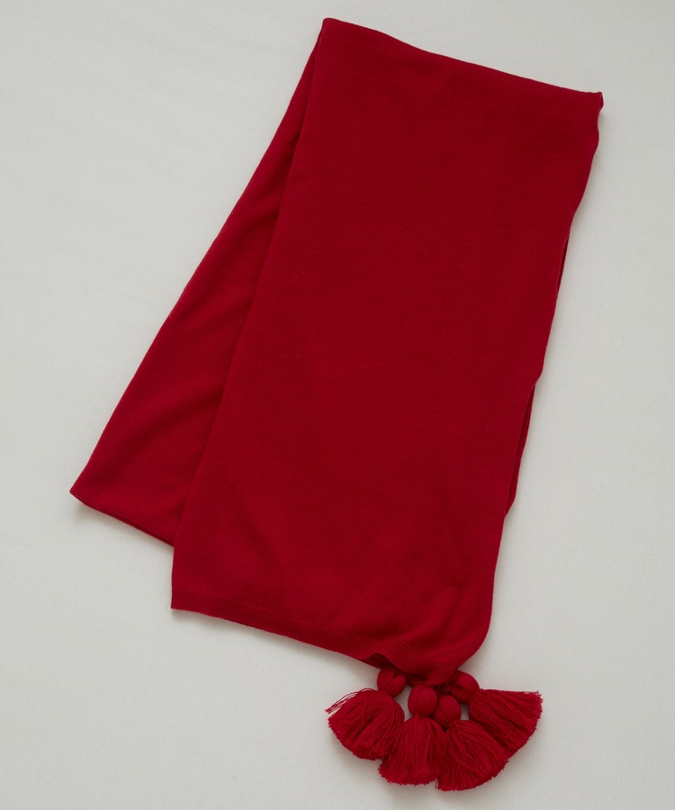 【残りわずか】イタリア製ウール タッセルストール　レッド
