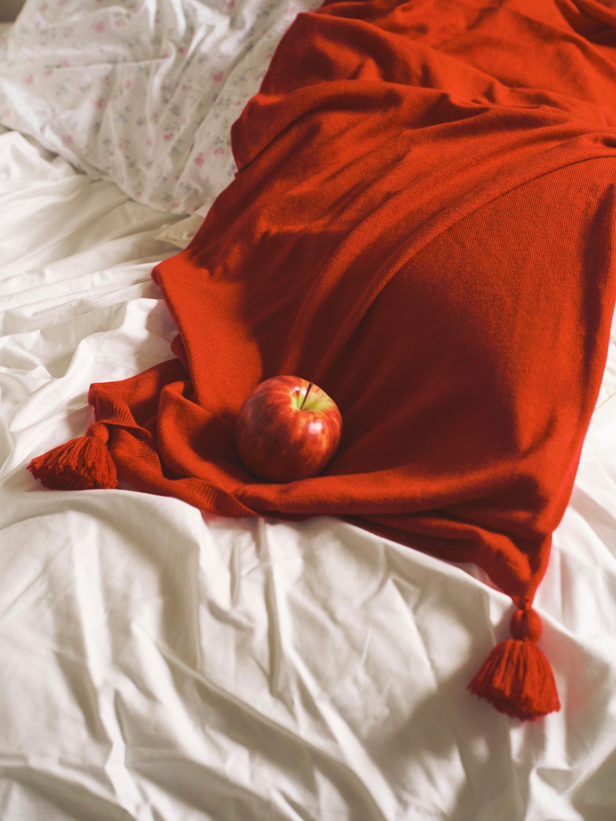 【残りわずか】イタリア製ウール タッセルストール　レッド