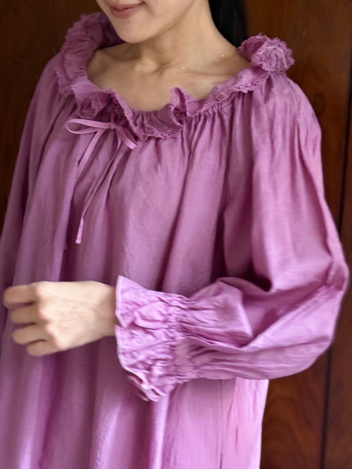 受注生産】草木染めチェリーブロッサムドレス（コチニール染め