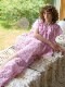ハンドメイドのアイマスク シャーリングギンガム ピンク（普通サイズ）
