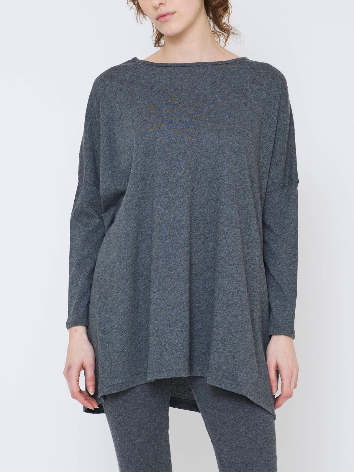 ファインニットワイドトップス＆レギンスセット ライトグレー