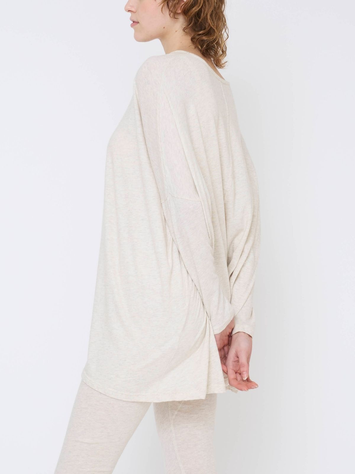 ファインニットワイドトップス＆レギンスセット ライトグレー