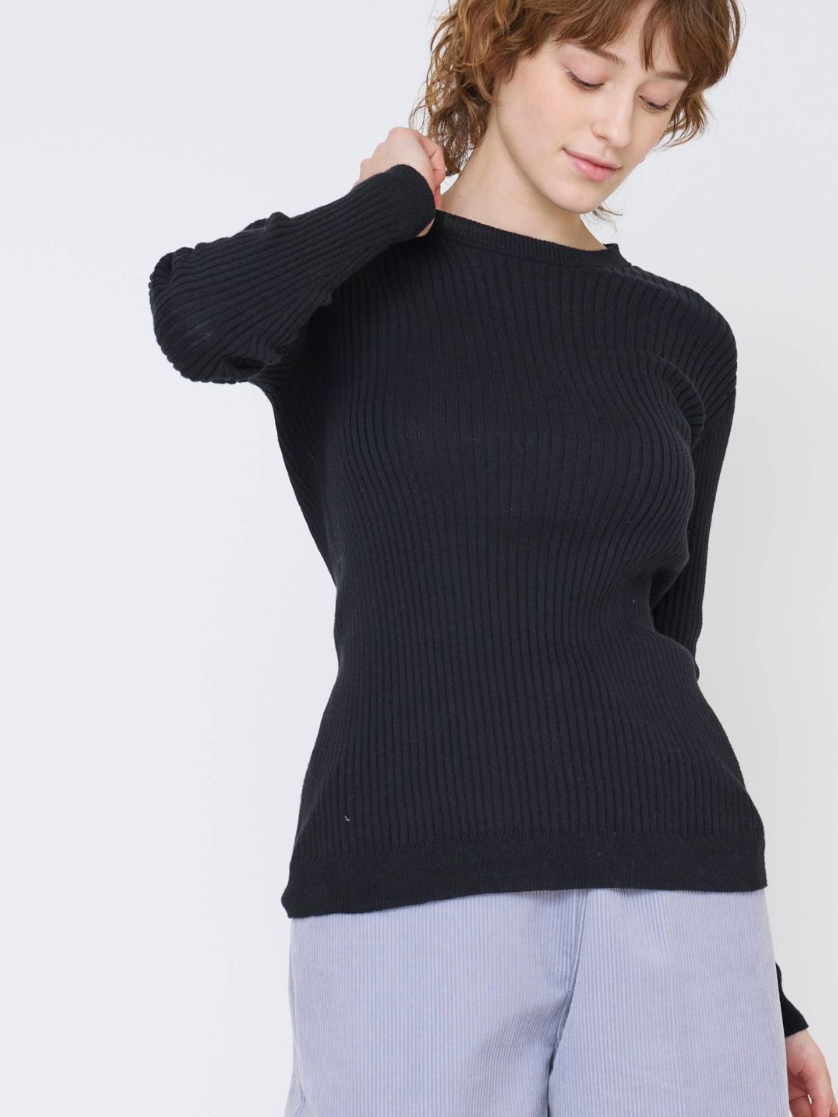 kita　コットンリブクルーネック　チャコール2枚　おまとめ シリーズ商品2点以上で10%OFF】コットンエアリーリブクルーネック