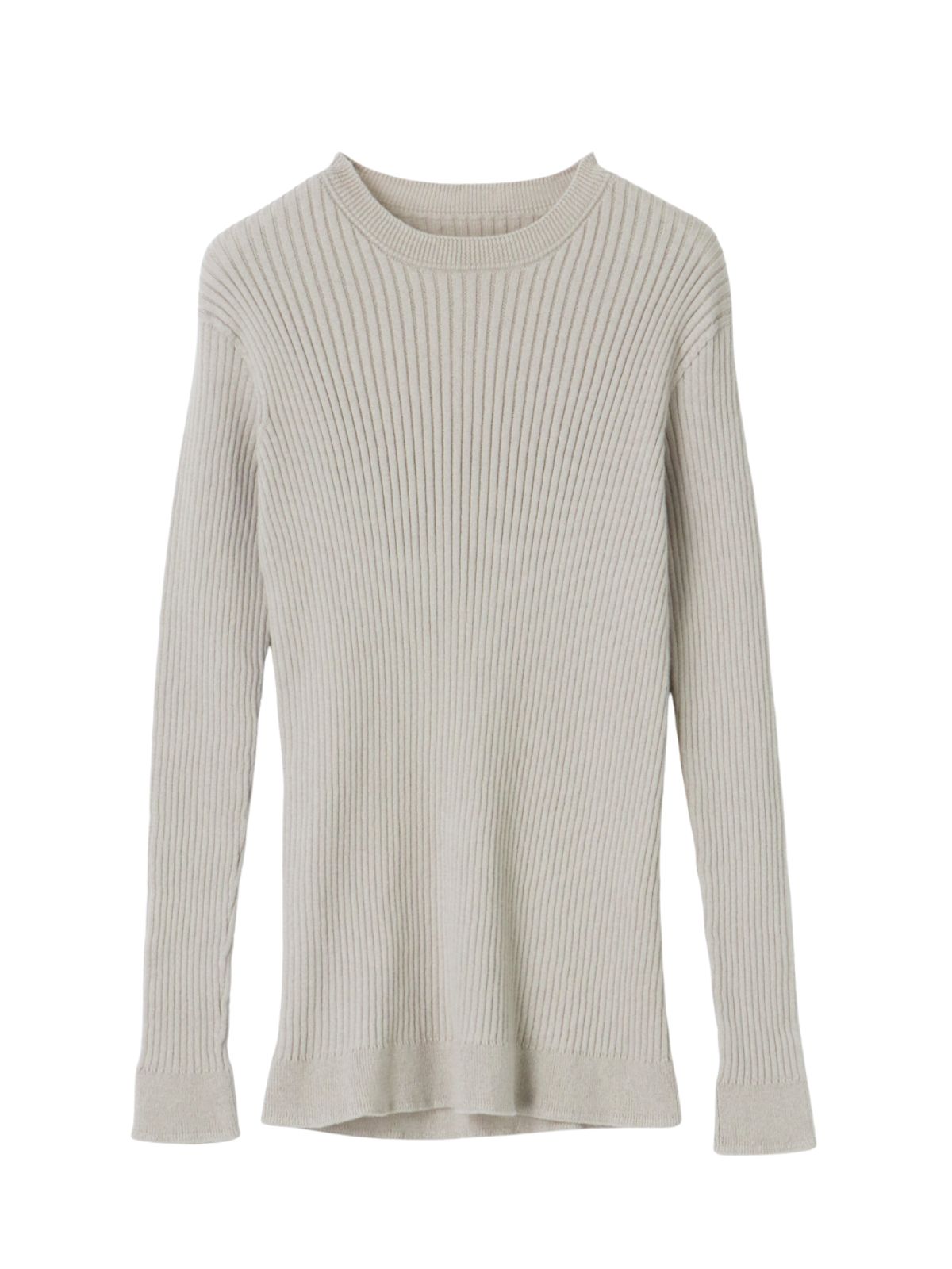 【1月末から2月上旬お届け予定】【シリーズ商品2点以上で10%OFF】新色｜コットンエアリーリブクルーネックトップス　ライトグレー