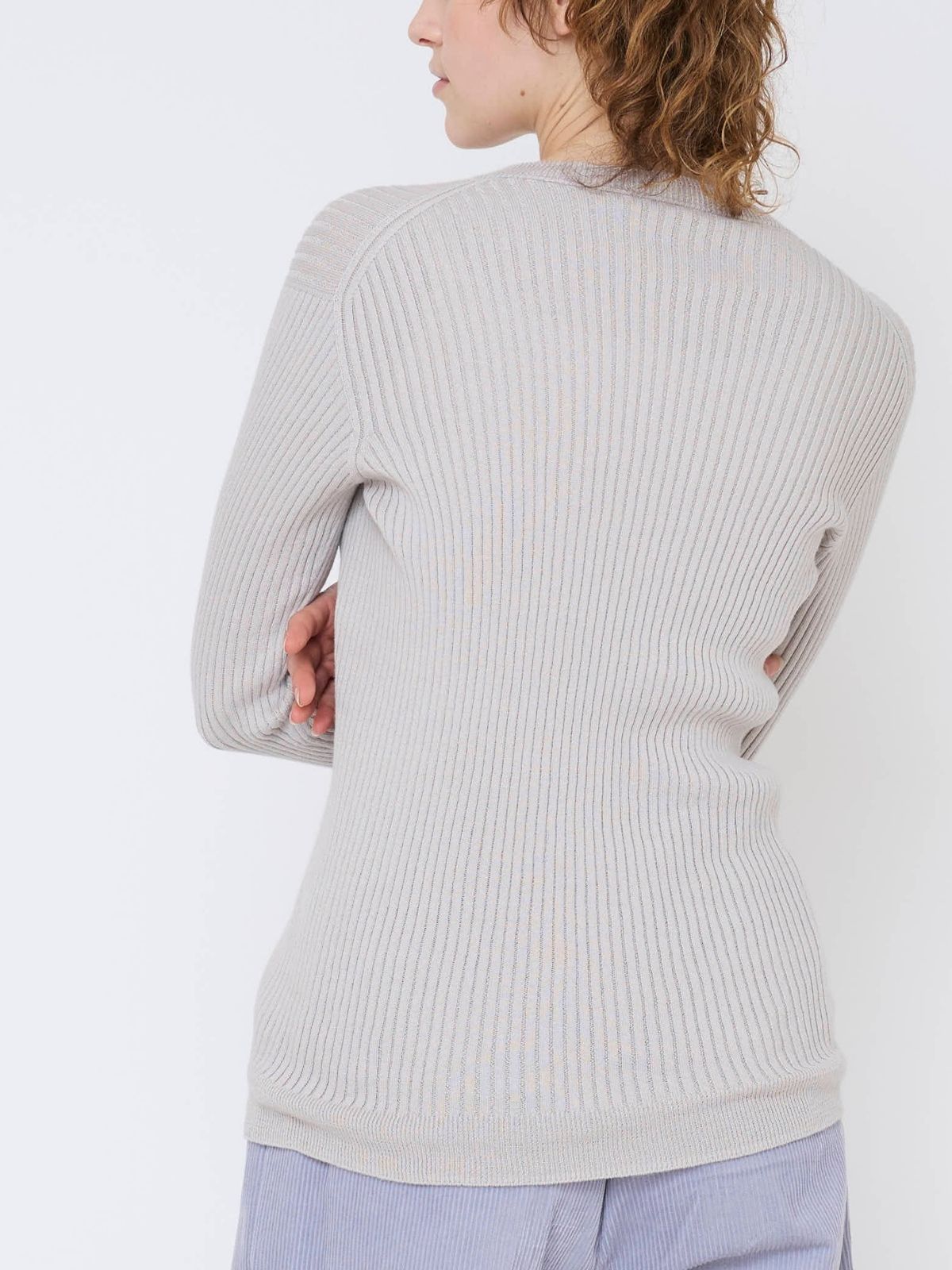 【1月末から2月上旬お届け予定】【シリーズ商品2点以上で10%OFF】新色｜コットンエアリーリブクルーネックトップス　ライトグレー