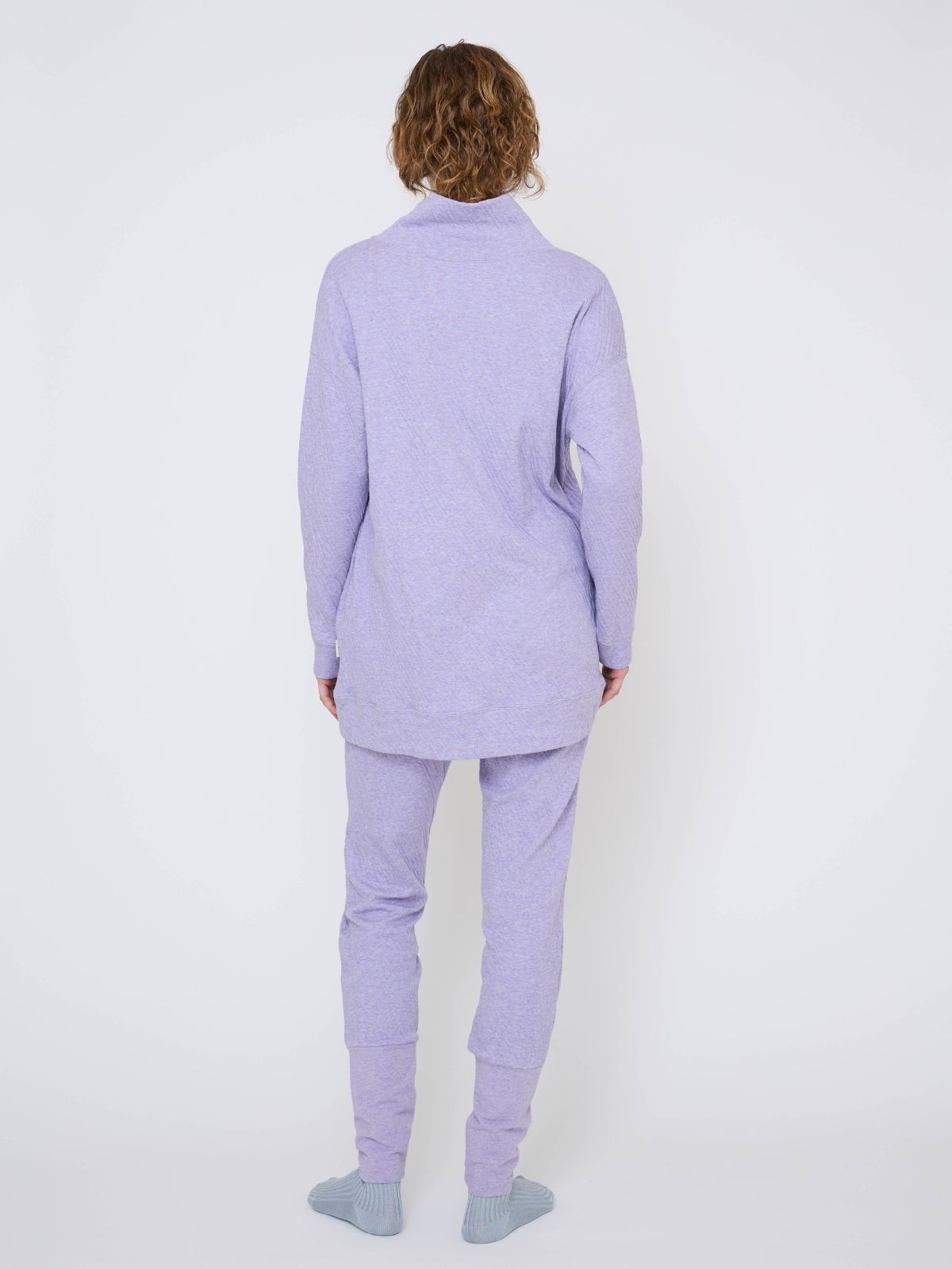 【残りわずか】リラックスコットンパジャマ上下セット パープル