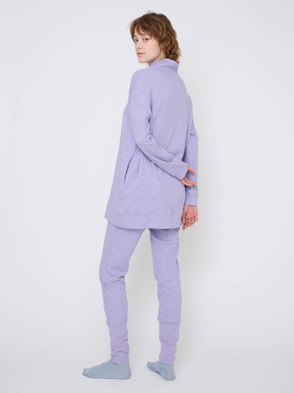 【残りわずか】リラックスコットンパジャマ上下セット パープル