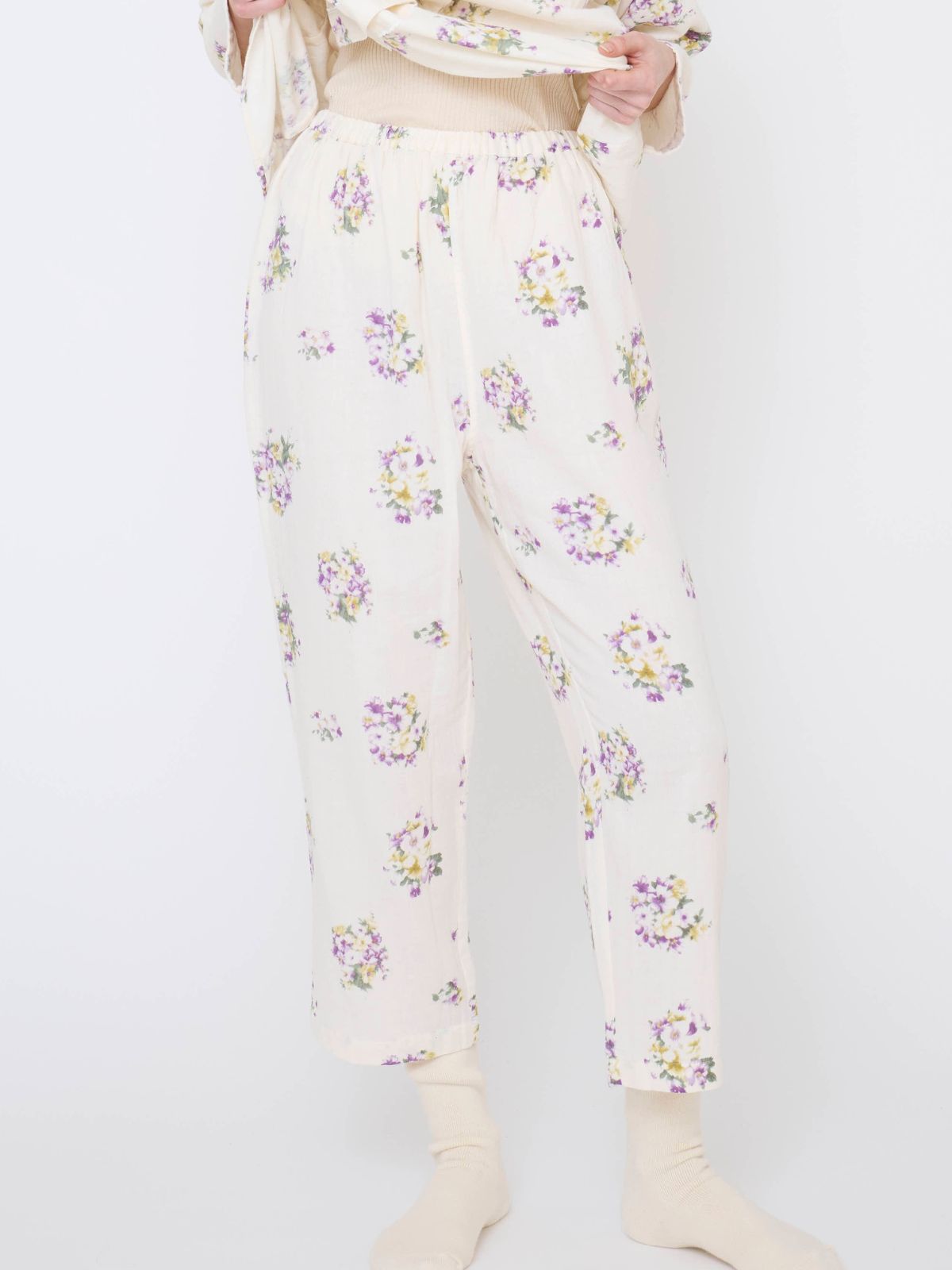 NEW｜プリムローズ襟付きパジャマ上下セット パープル