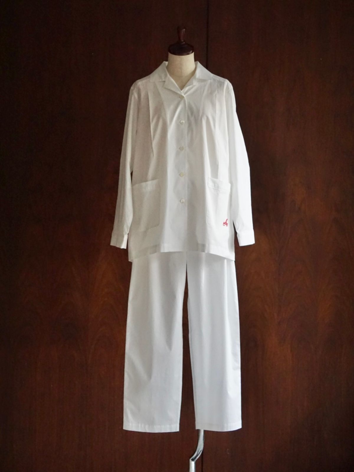 【先行予約】【種から育てた奥出雲のコットン】パジャマ上下セット ブルー｜イニシャル手刺繍カスタム