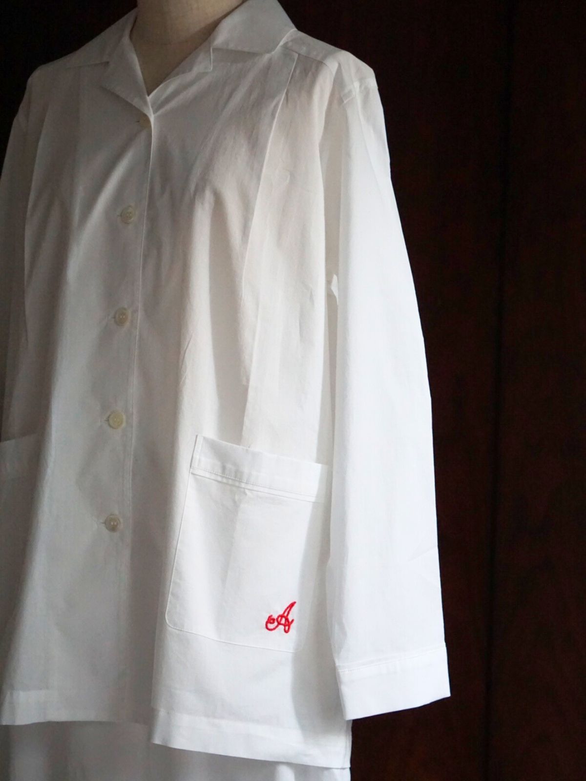 【先行予約】【種から育てた奥出雲のコットン】パジャマ上下セット ブルー｜イニシャル手刺繍カスタム