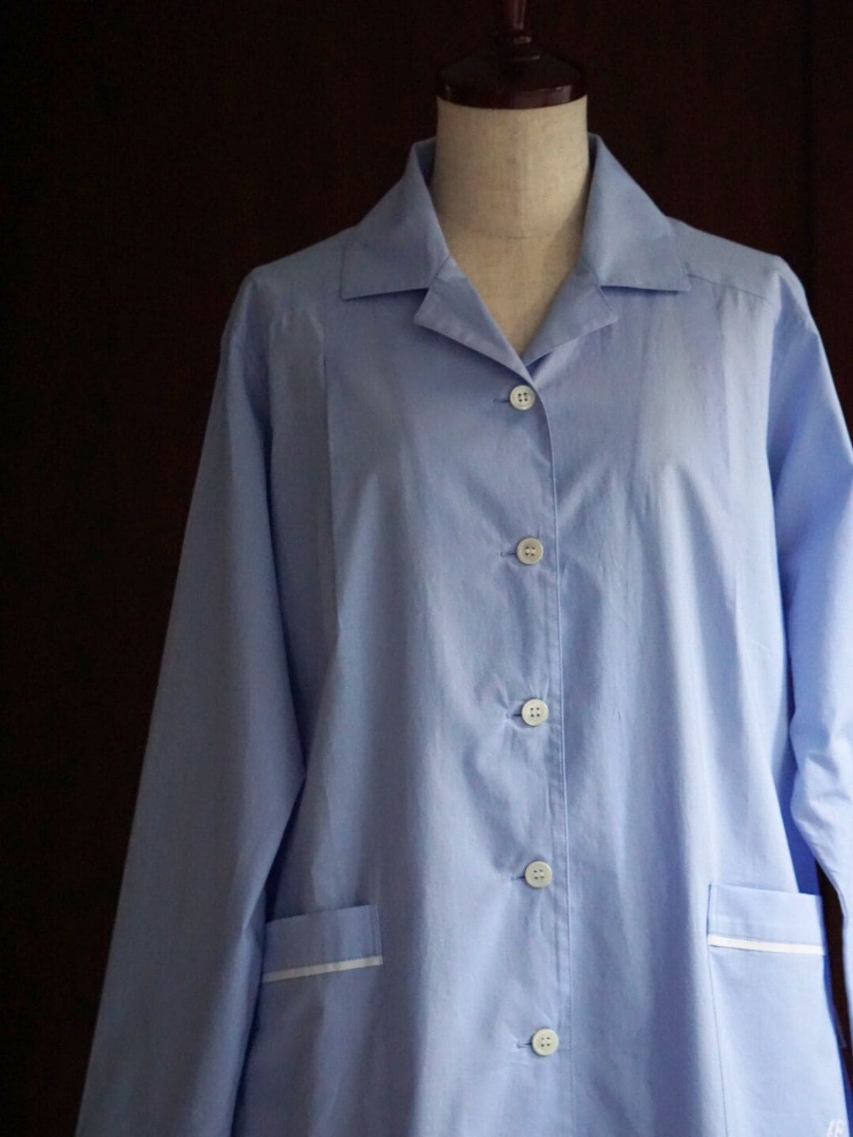 【先行予約】【種から育てた奥出雲のコットン】パジャマ上下セット ブルー｜イニシャル手刺繍カスタム