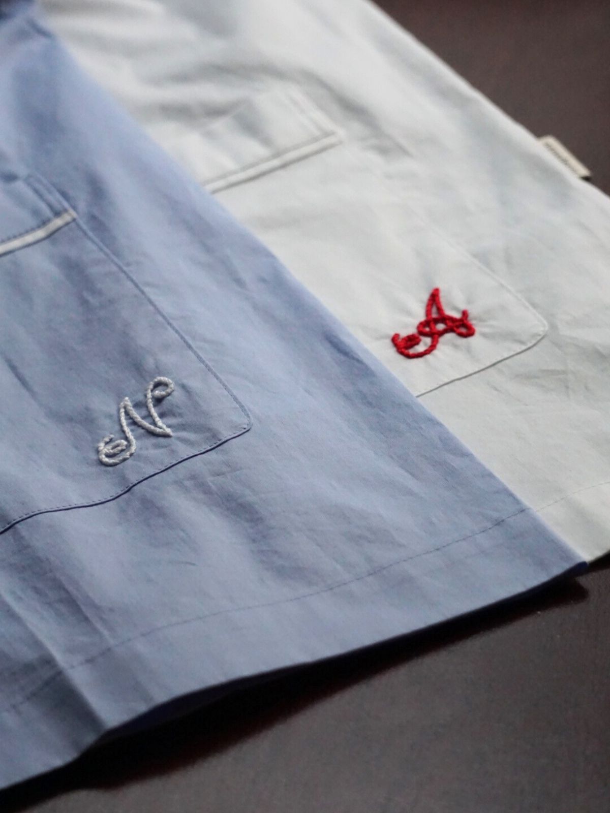 【先行予約】【種から育てた奥出雲のコットン】パジャマ上下セット ブルー｜イニシャル手刺繍カスタム