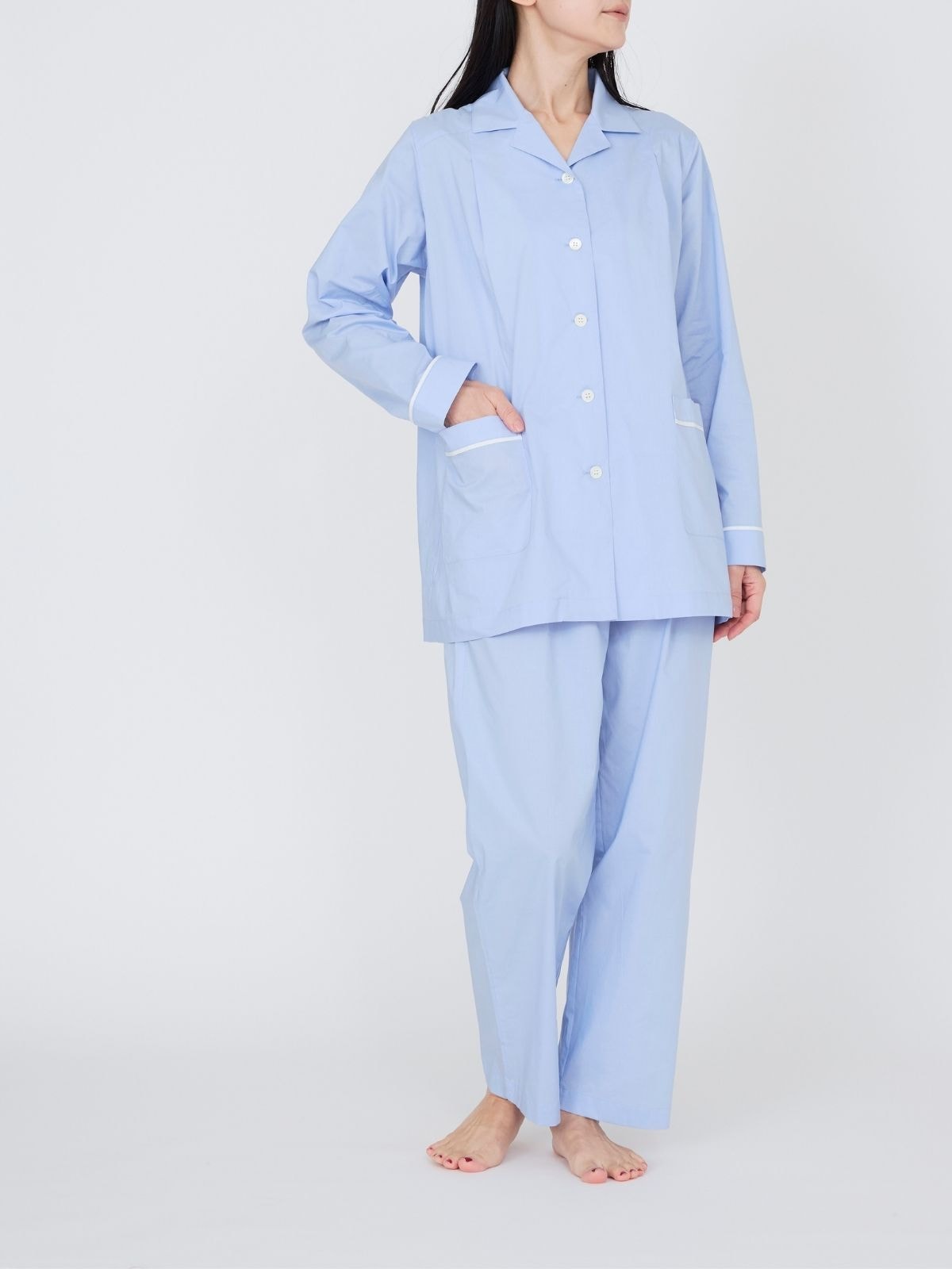 【先行予約】【種から育てた奥出雲のコットン】パジャマ上下セット ホワイト｜イニシャル手刺繍カスタム