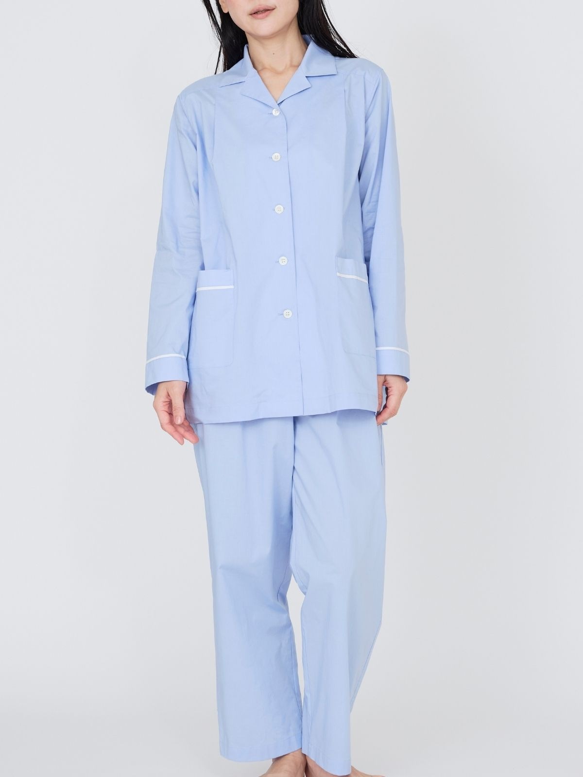 【先行予約】【種から育てた奥出雲のコットン】パジャマ上下セット ホワイト｜イニシャル手刺繍カスタム