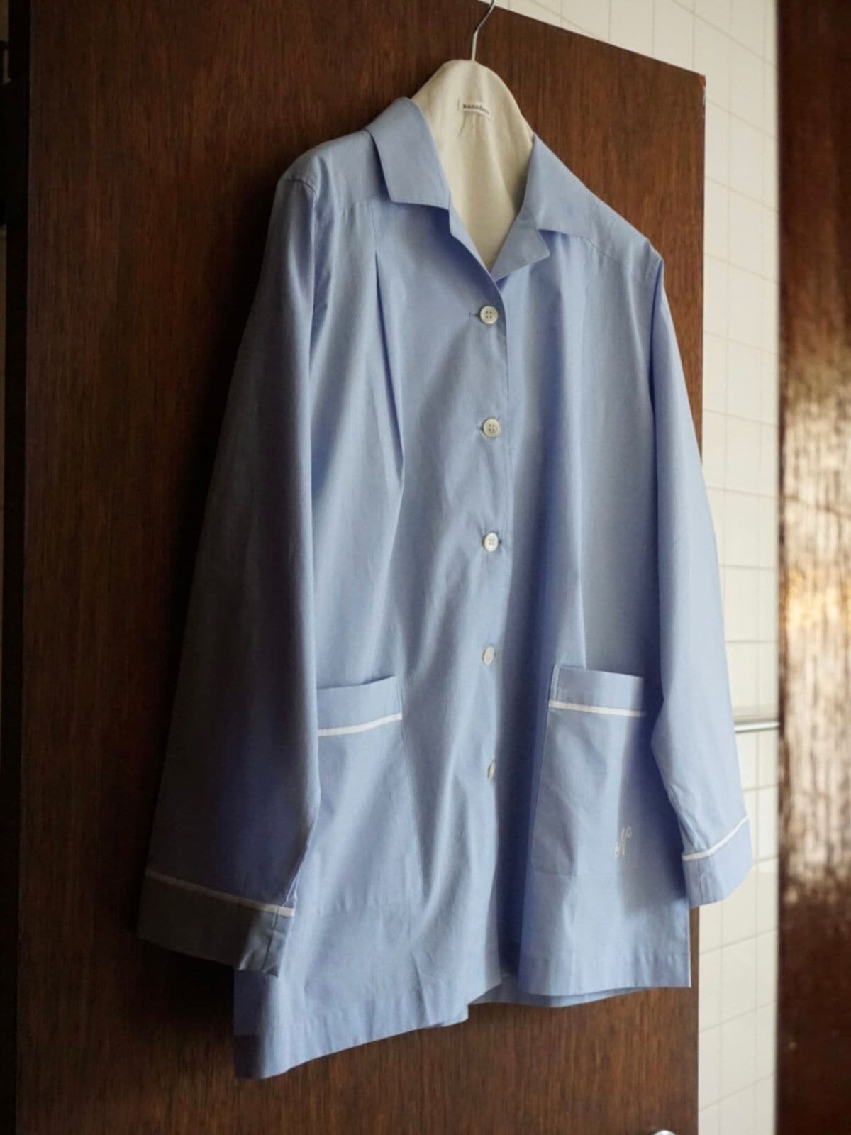 【先行予約】【種から育てた奥出雲のコットン】パジャマ上下セット ホワイト｜イニシャル手刺繍カスタム