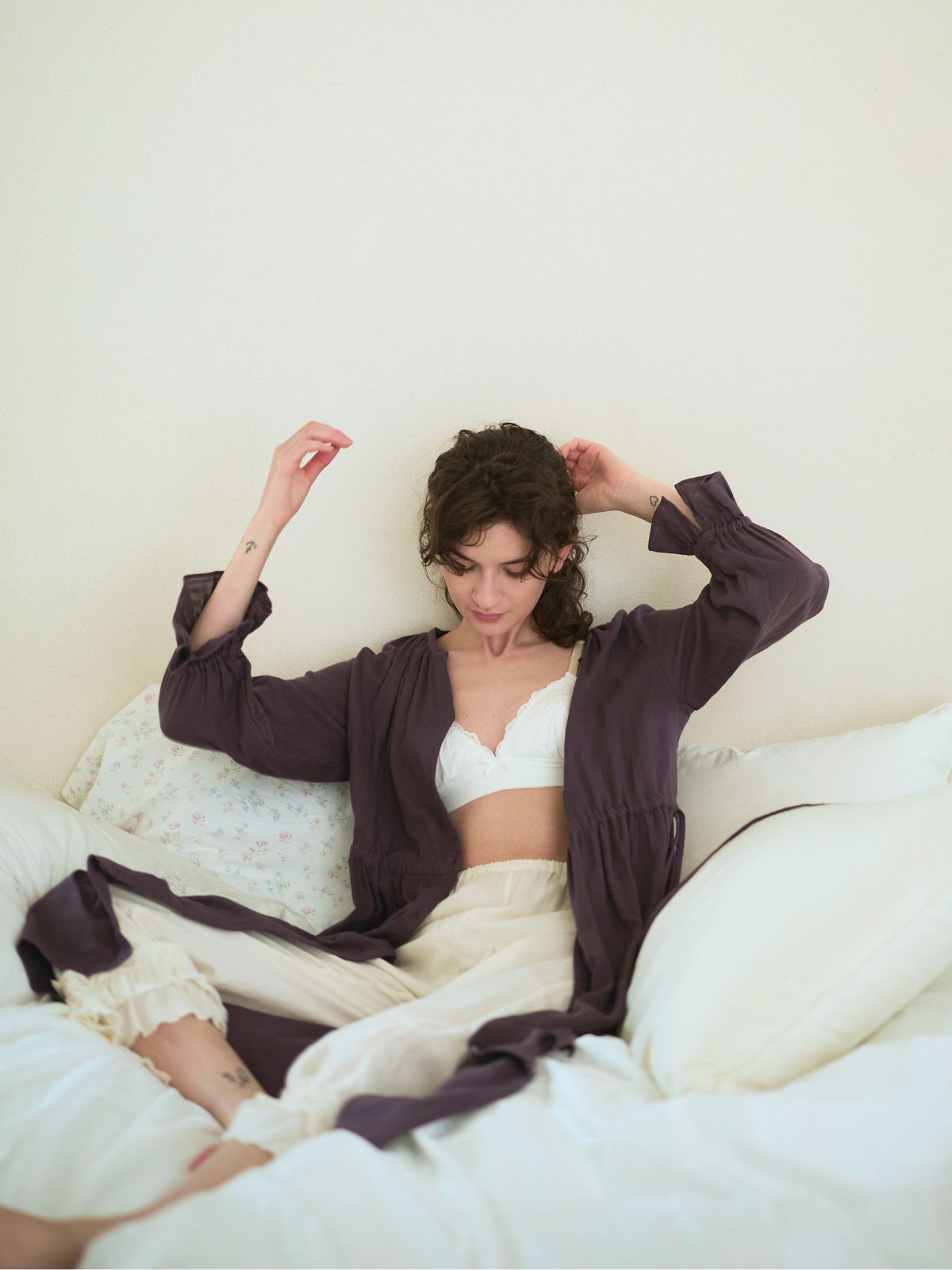 【残りわずか】ライラックレーストライアングルブラ　