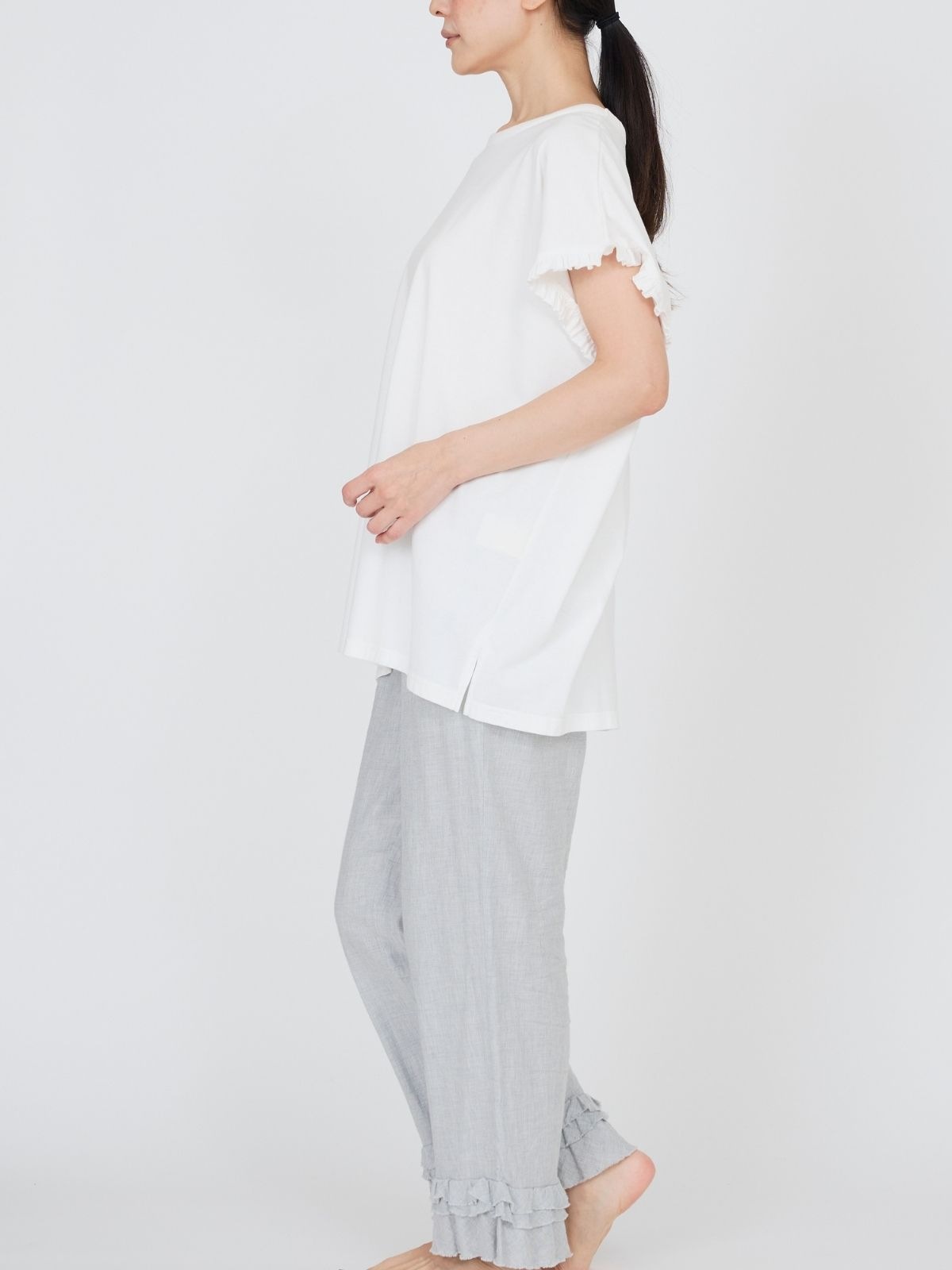 ローズマリージャージーフリルトップス ホワイト　