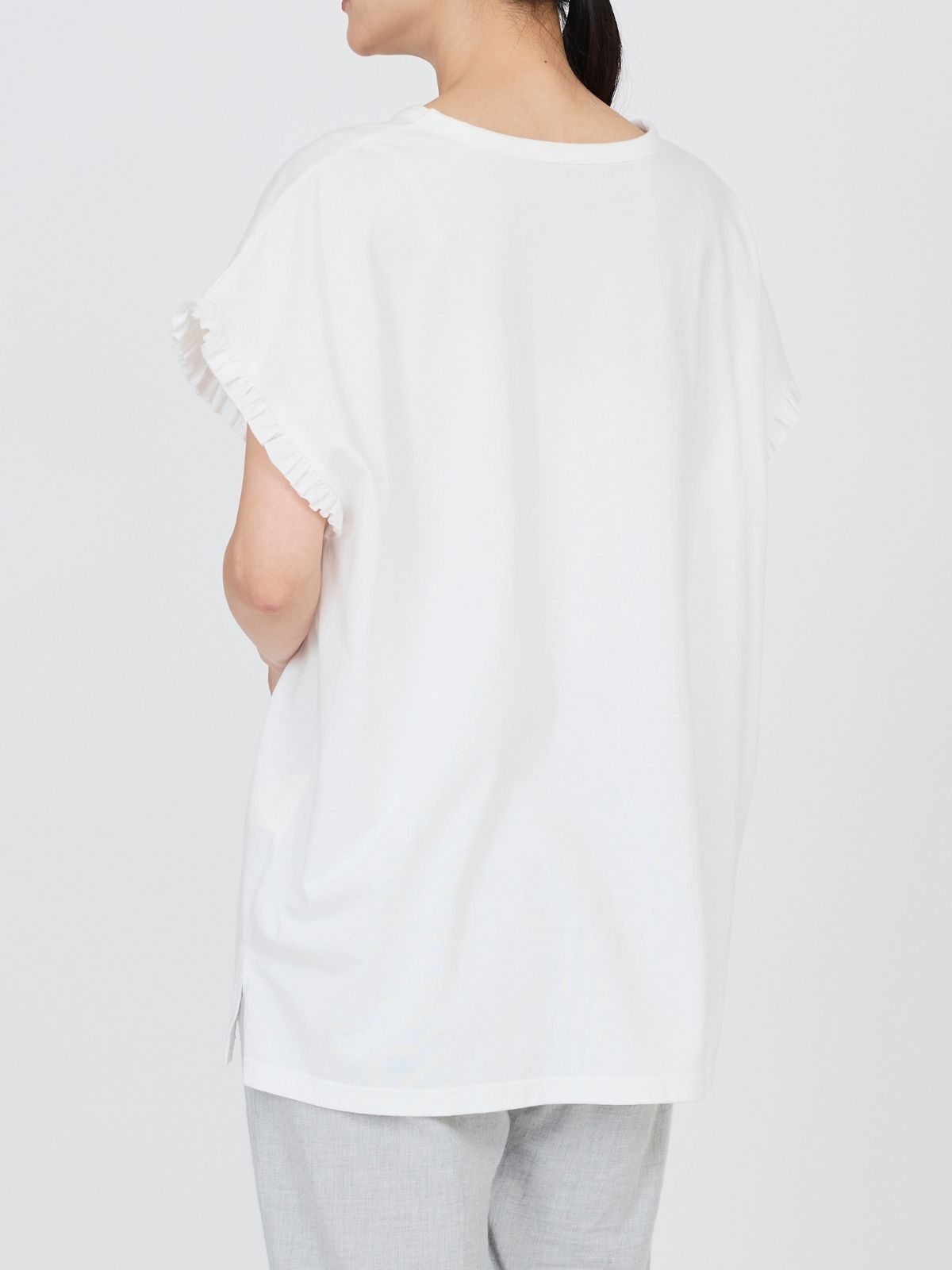 ローズマリージャージーフリルトップス ホワイト　