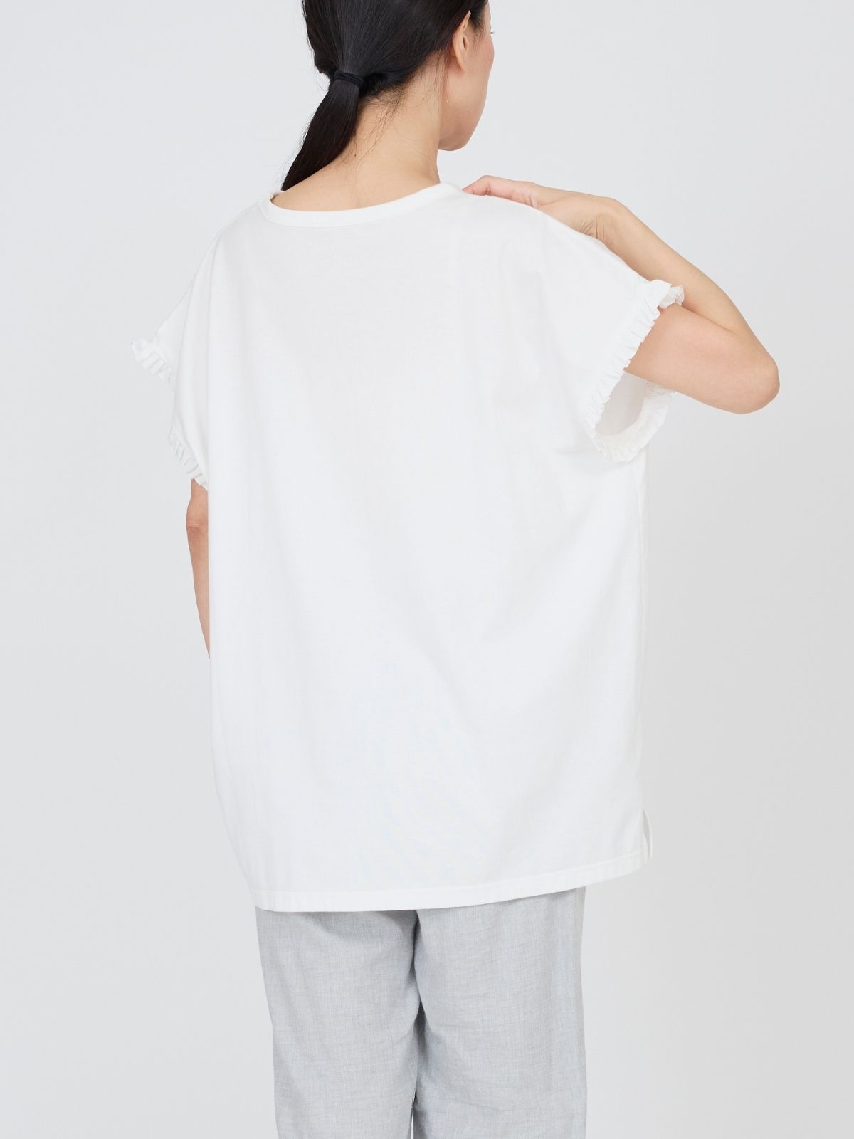 ローズマリージャージーフリルトップス ホワイト　