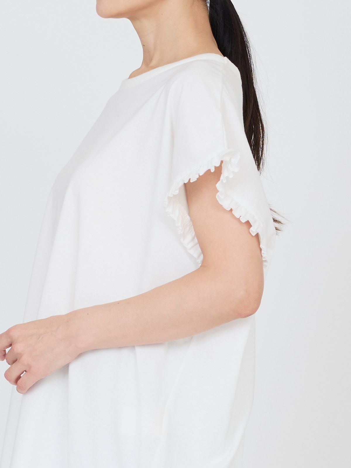 ローズマリージャージーフリルトップス ホワイト　