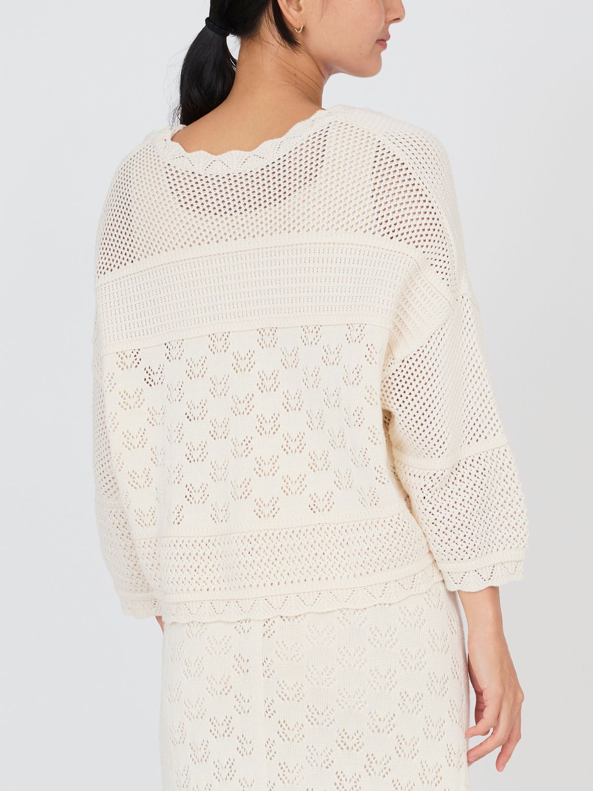 NEW｜コットンパターンワイドカーディガン（ナチュラル/ピンク/ブラック）