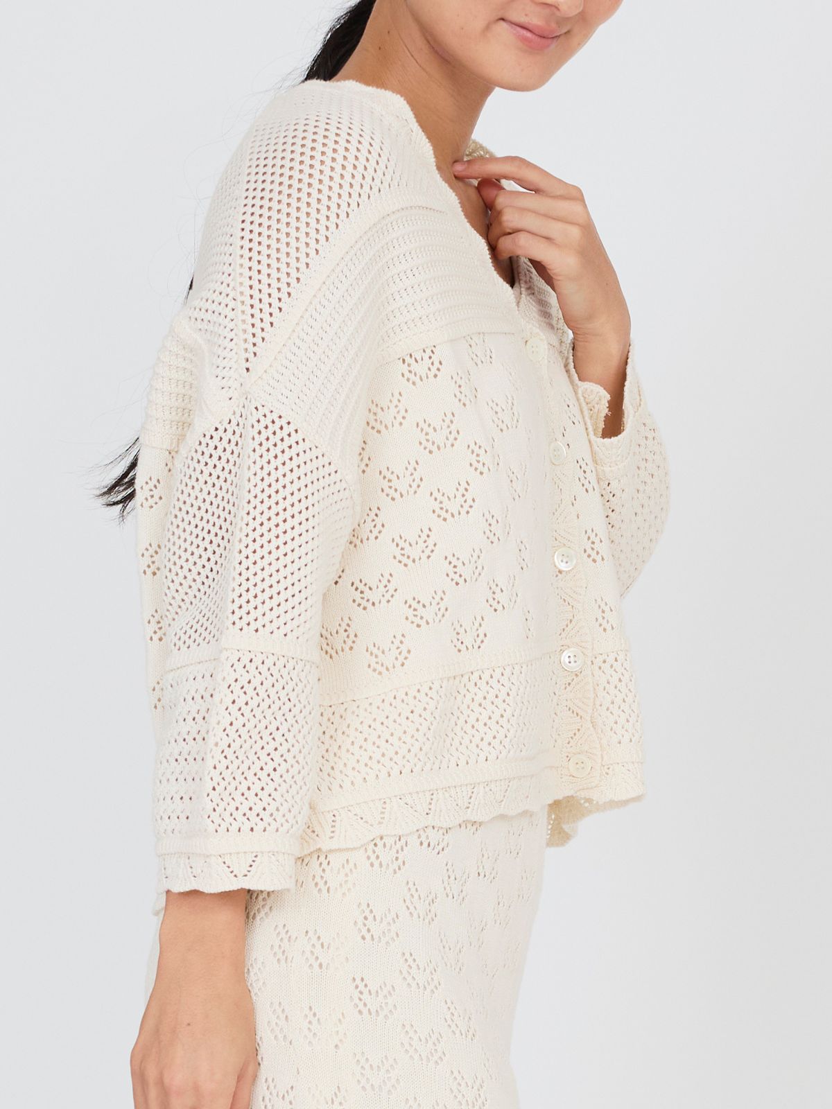 NEW｜コットンパターンワイドカーディガン（ナチュラル/ピンク/ブラック）