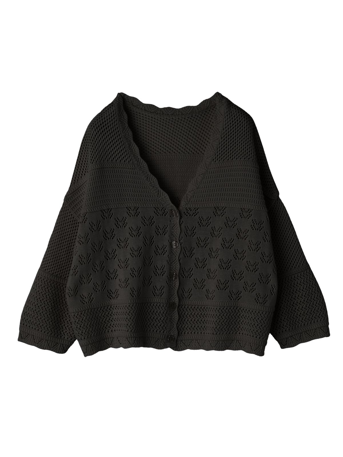 NEW｜コットンパターンワイドカーディガン（ナチュラル/ピンク/ブラック）