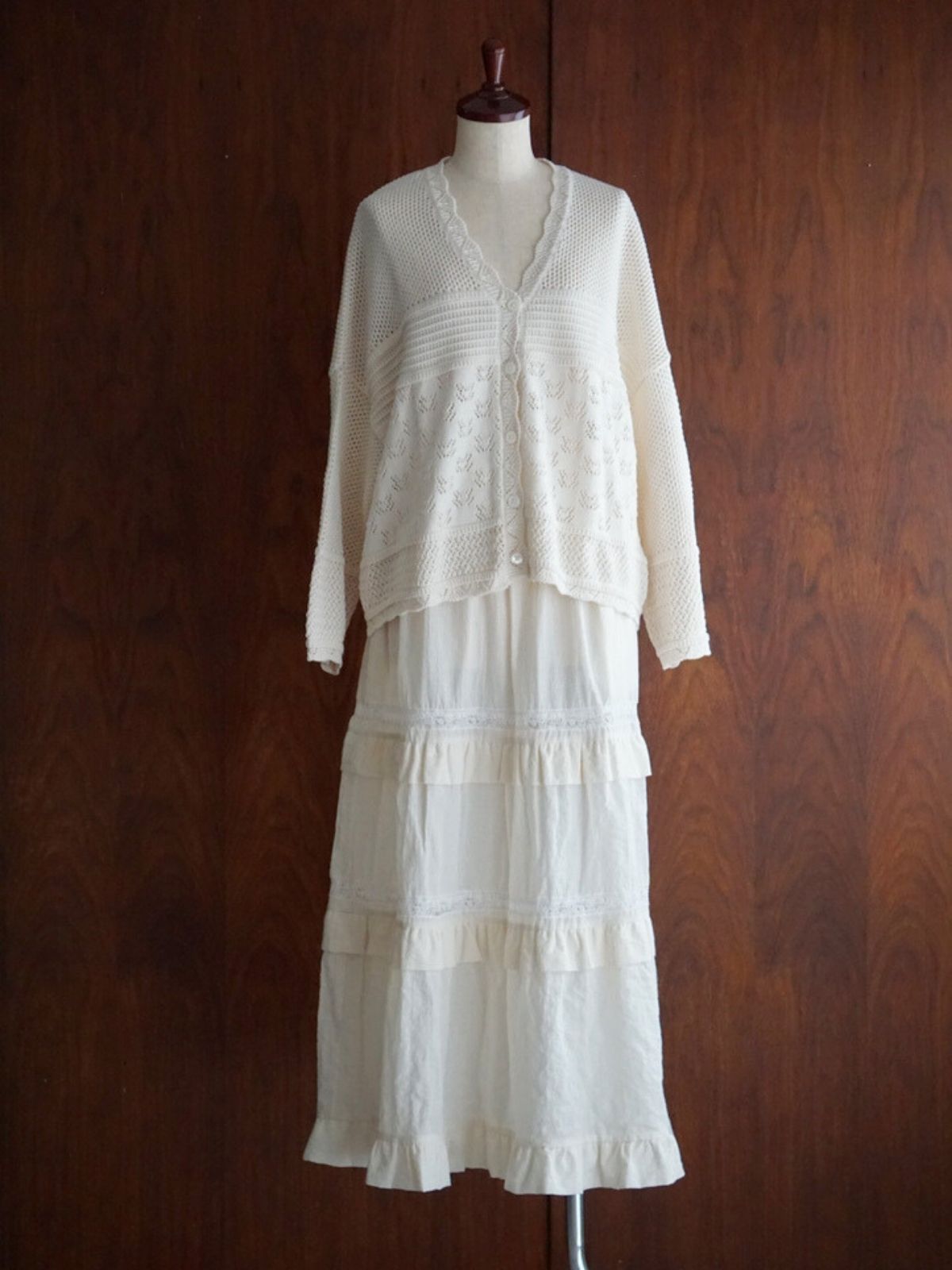 NEW｜コットンパターンワイドカーディガン（ナチュラル/ピンク/ブラック）