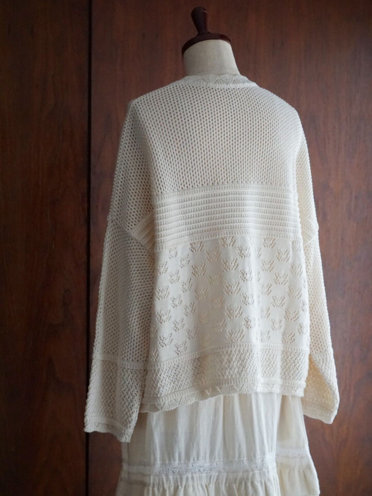 NEW｜コットンパターンワイドカーディガン（ナチュラル/ピンク/ブラック）