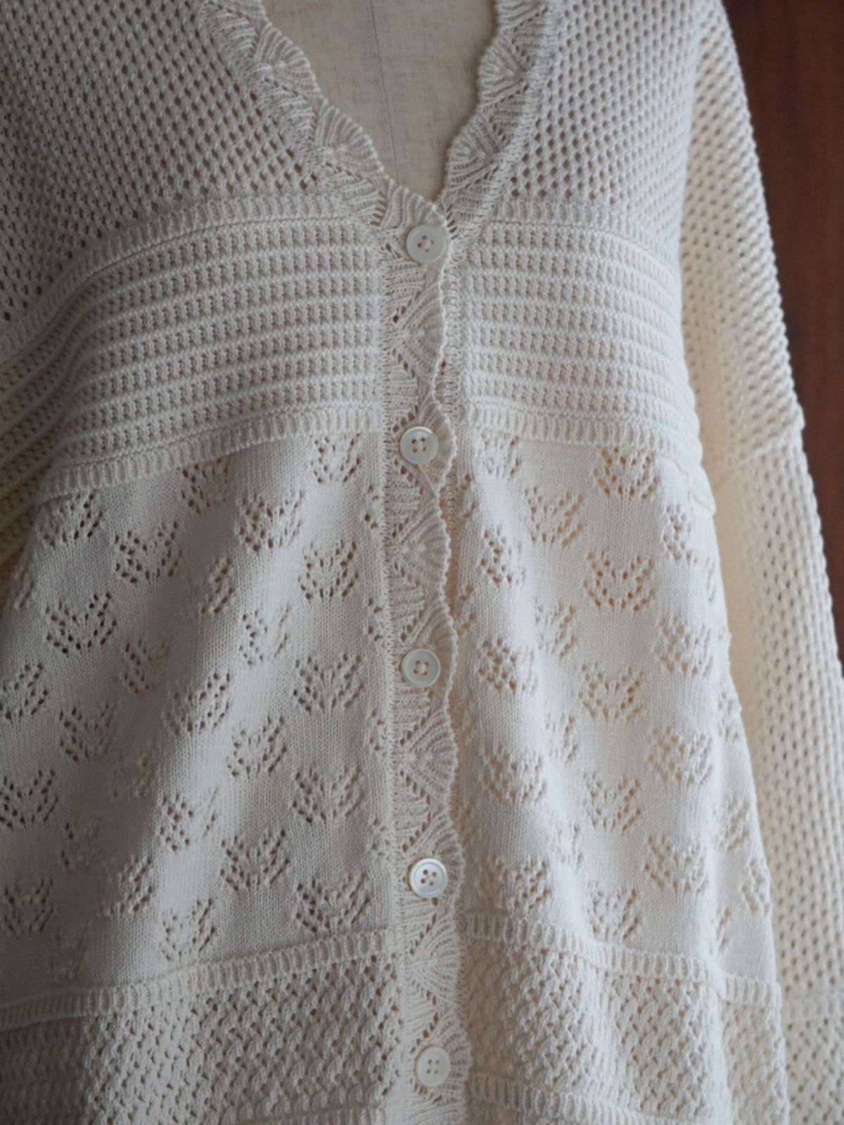 NEW｜コットンパターンワイドカーディガン（ナチュラル/ピンク/ブラック）