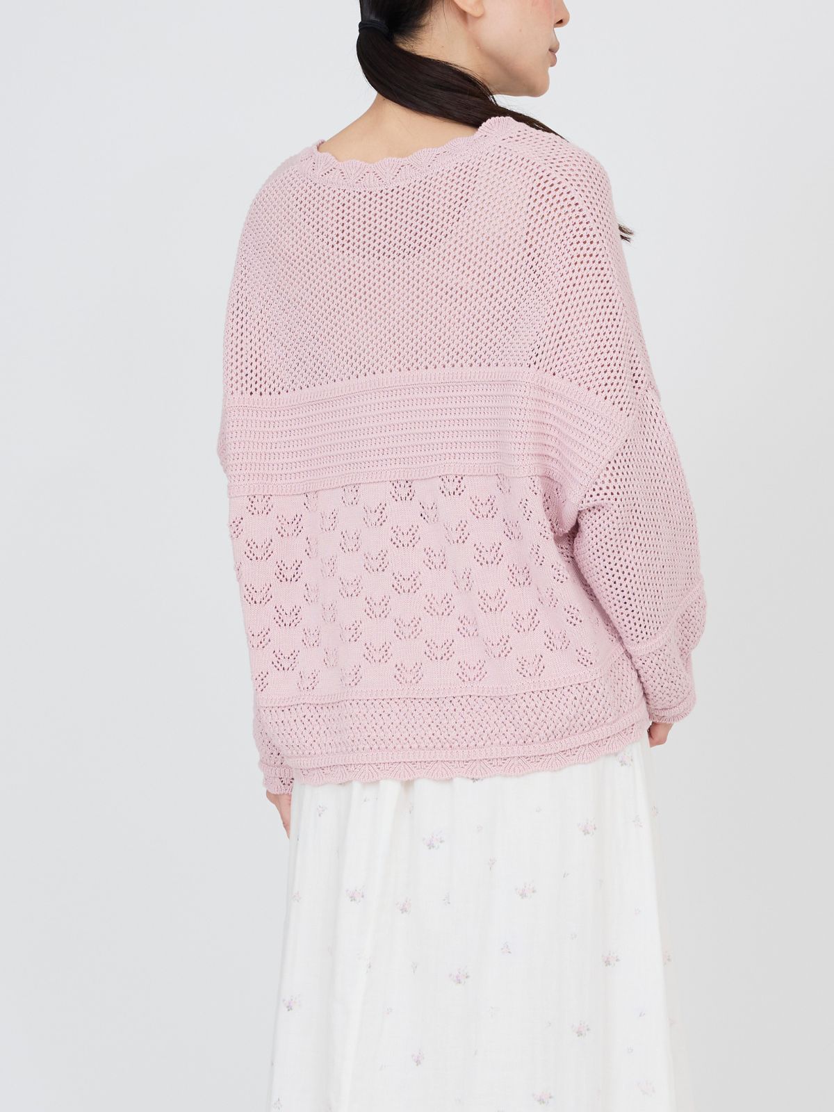 NEW｜コットンパターンワイドカーディガン（ナチュラル/ピンク/ブラック）