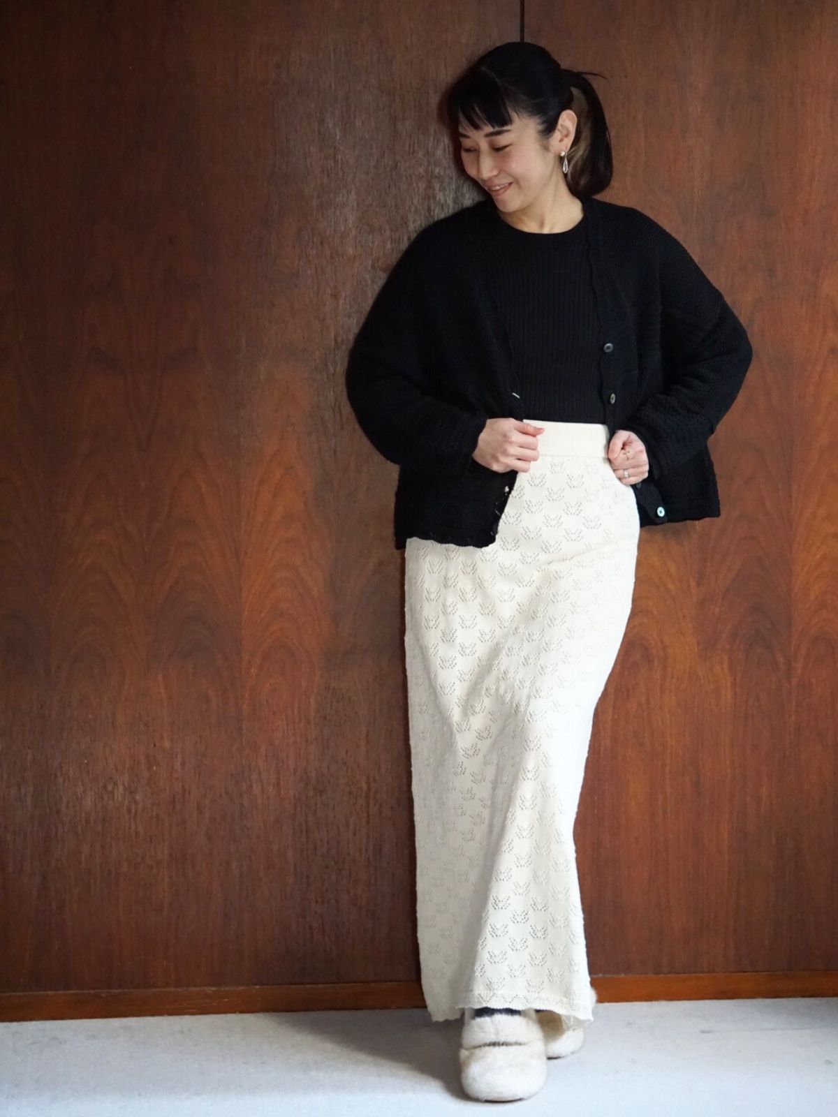 NEW｜コットンパターンロングスカート ナチュラル