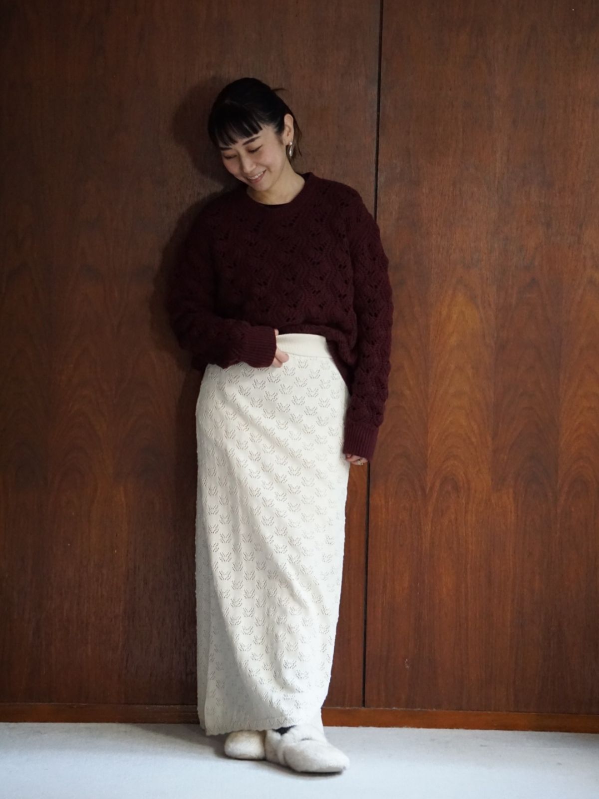 NEW｜コットンパターンロングスカート ナチュラル