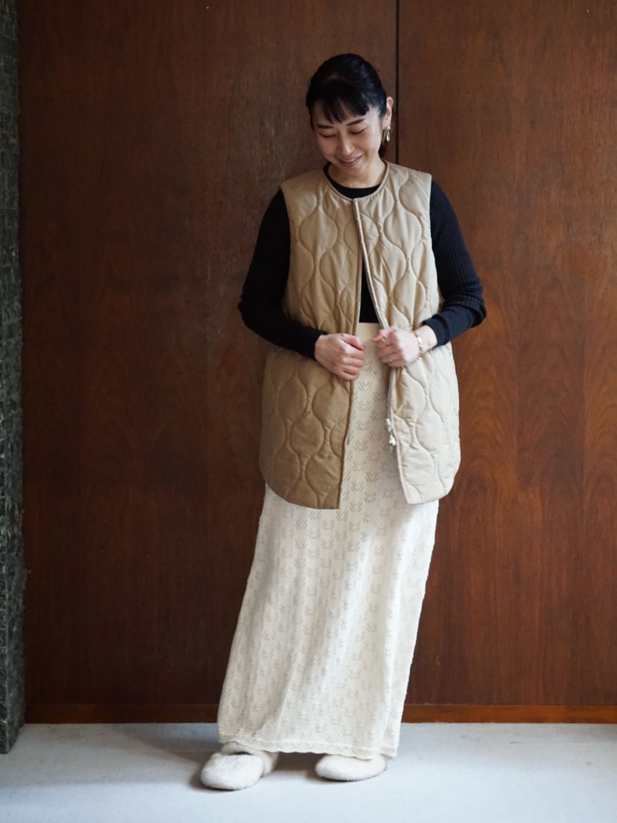 NEW｜コットンパターンロングスカート ナチュラル