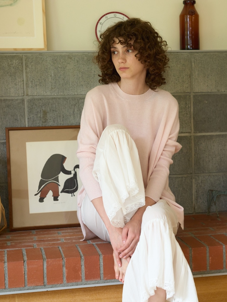 【NEW】【WOOL70%/CASHMERE30%】イタリアニットワイドプルオーバー（ライトピンク/ブラウン/チャコールグレー）
