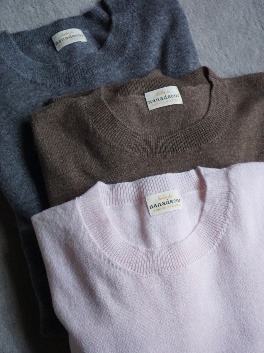 【NEW】【WOOL70%/CASHMERE30%】イタリアニットワイドプルオーバー（ライトピンク/ブラウン/チャコールグレー）