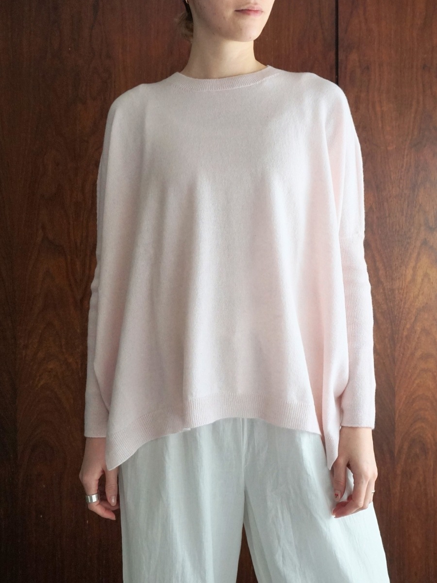 【NEW】【WOOL70%/CASHMERE30%】イタリアニットワイドプルオーバー（ライトピンク/ブラウン/チャコールグレー）