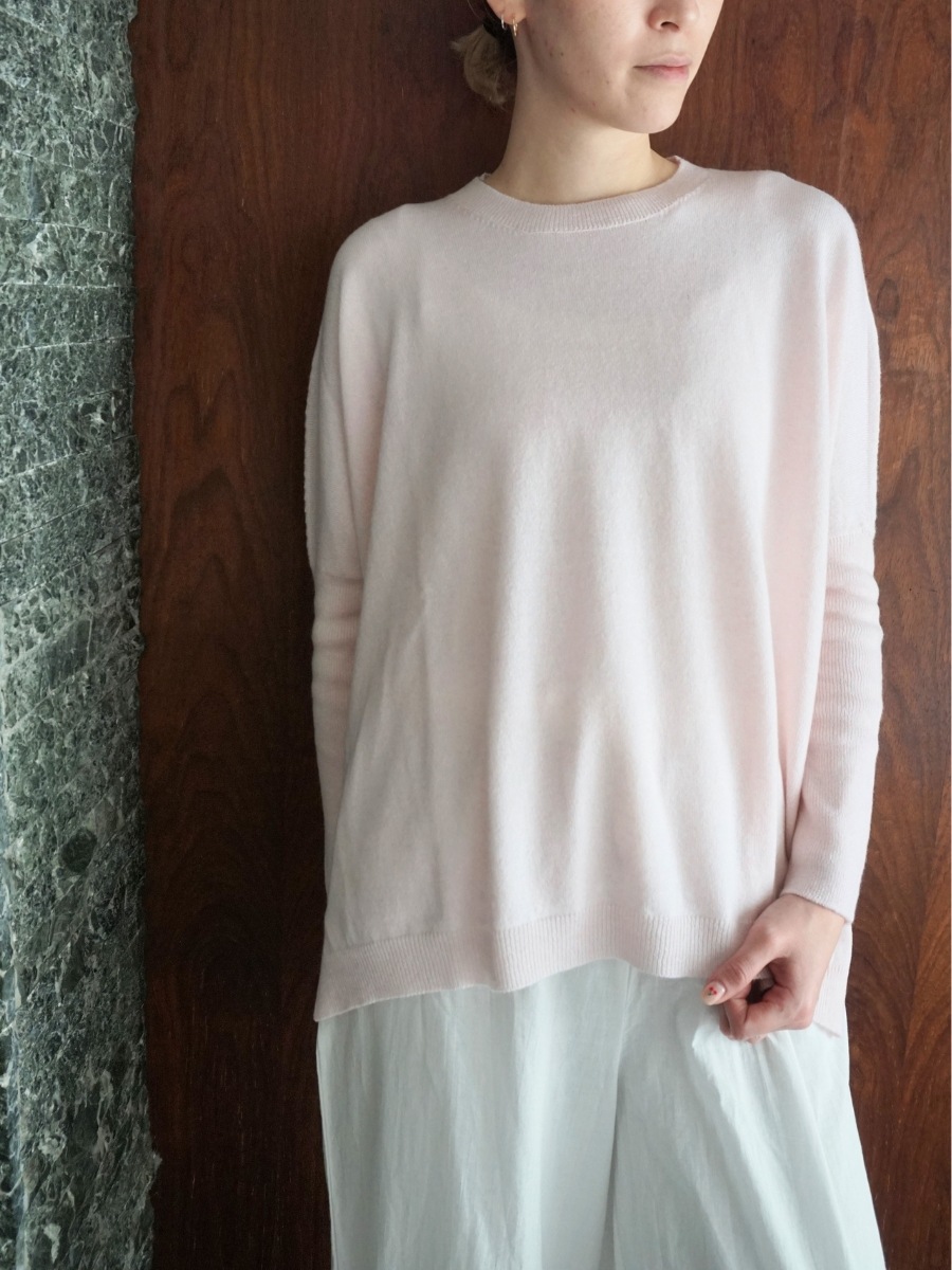 【NEW】【WOOL70%/CASHMERE30%】イタリアニットワイドプルオーバー（ライトピンク/ブラウン/チャコールグレー）