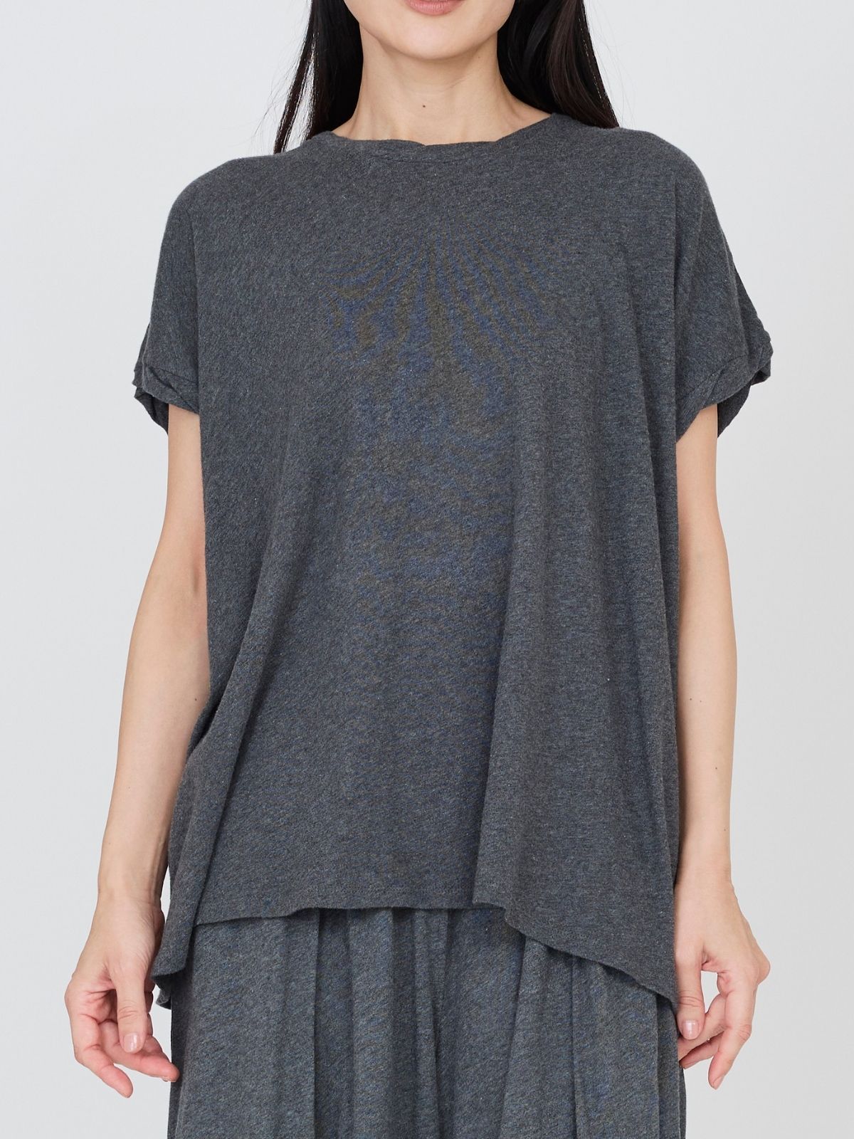 ファインニットツイストTシャツ チャコールグレー