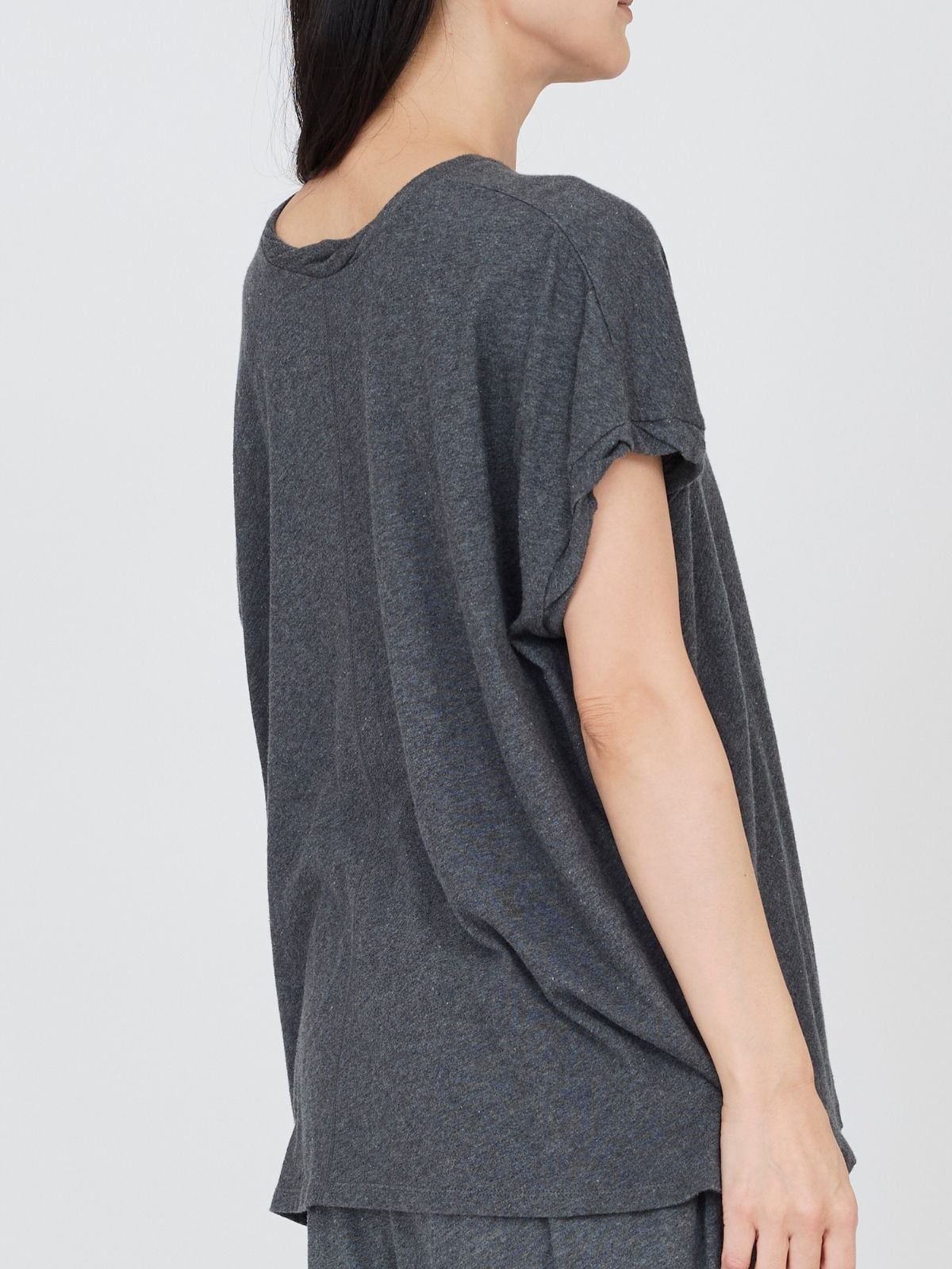 ファインニットツイストTシャツ チャコールグレー