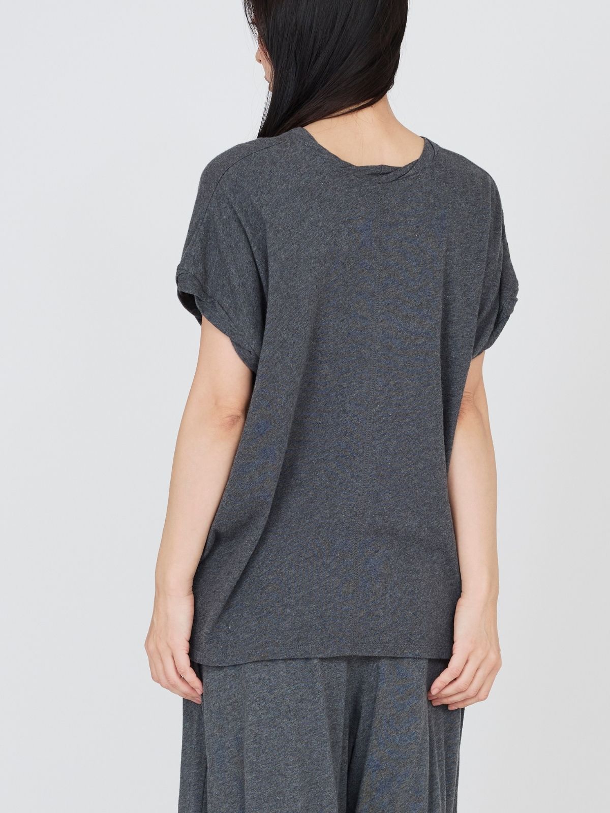 ファインニットツイストTシャツ チャコールグレー