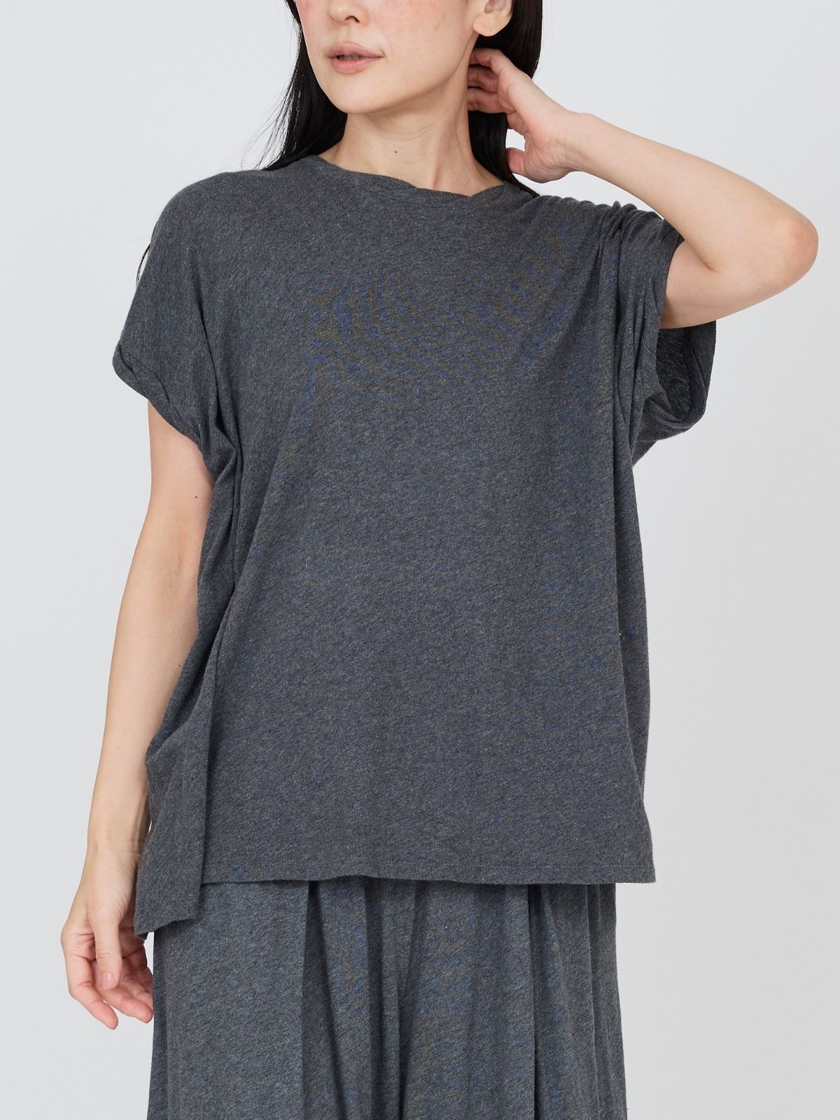 ファインニットツイストTシャツ チャコールグレー