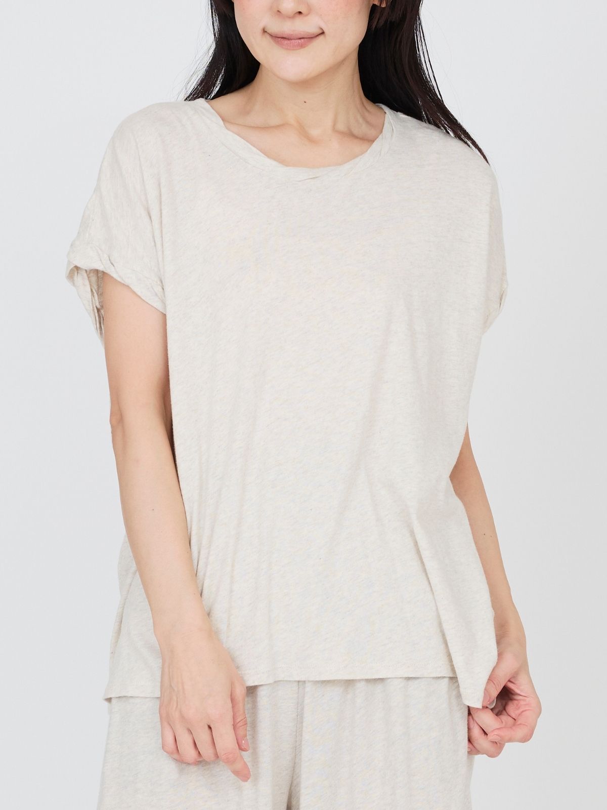 ファインニットツイストTシャツ ライトグレー