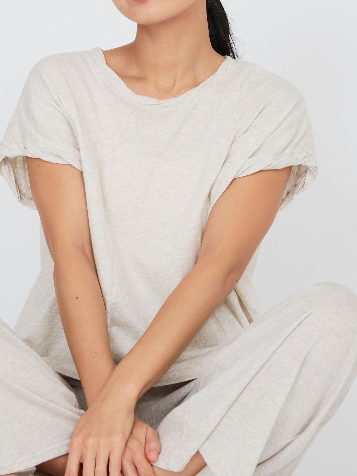 ファインニットツイストTシャツ ライトグレー